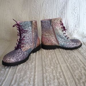 polly sophia glitter combat boot
